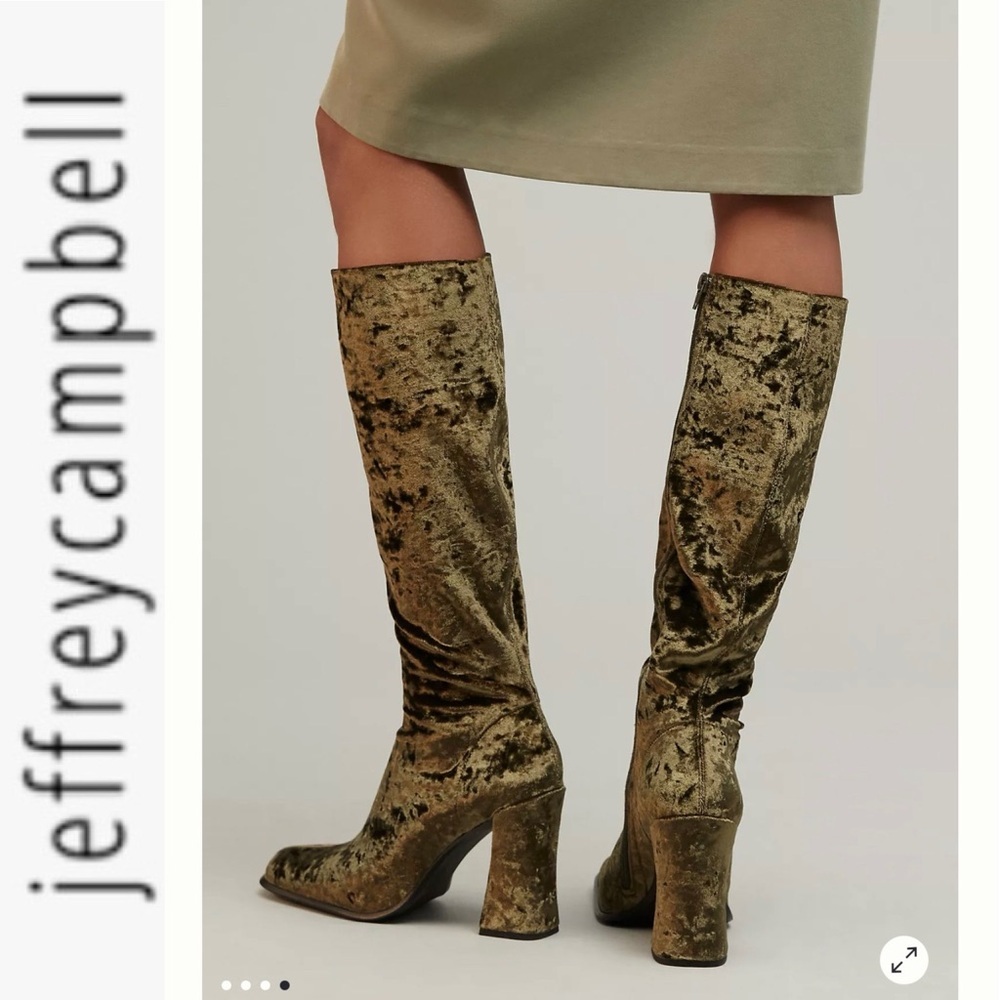 NEW Jeffrey Campbell Naissancr Boots in Brown Crushed Velvet 7.5 - Picture 4 of 13